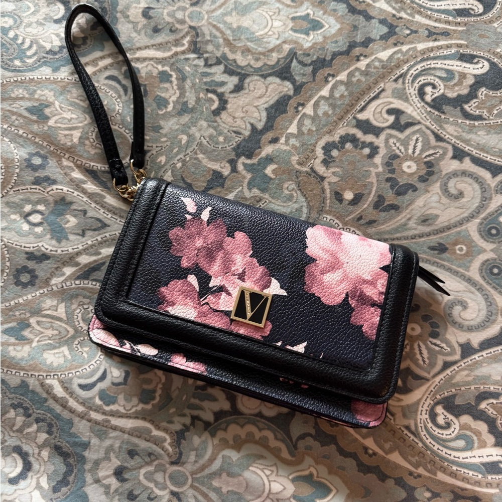 Victoria’s Secret Floral Black and Pink Wristlet